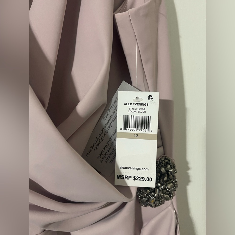 Alex Evenings Women's Slimming Short Ruched Dress with Ruffle, Size 12 - Picture 7 of 9